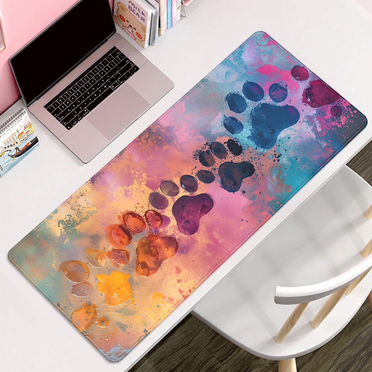 Cute Dog Paw Print Mouse Pad Desk Mat,Large Mouse Pads Desk,Full Mouse Pad