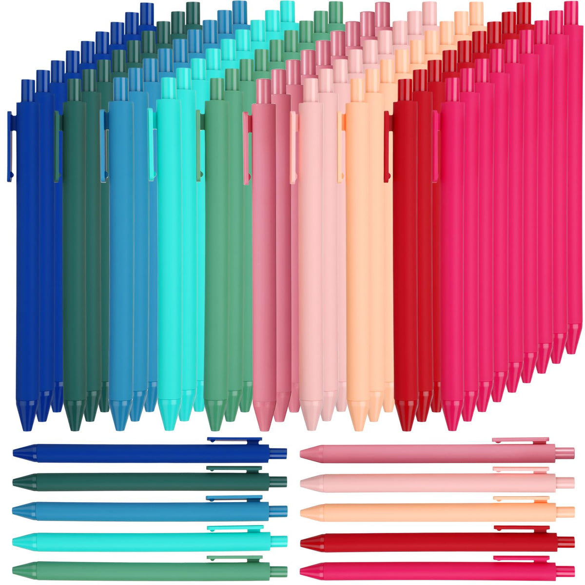 Teling 100 Pcs Inspirational Pens Bulk, Bright Colors, Blank Style