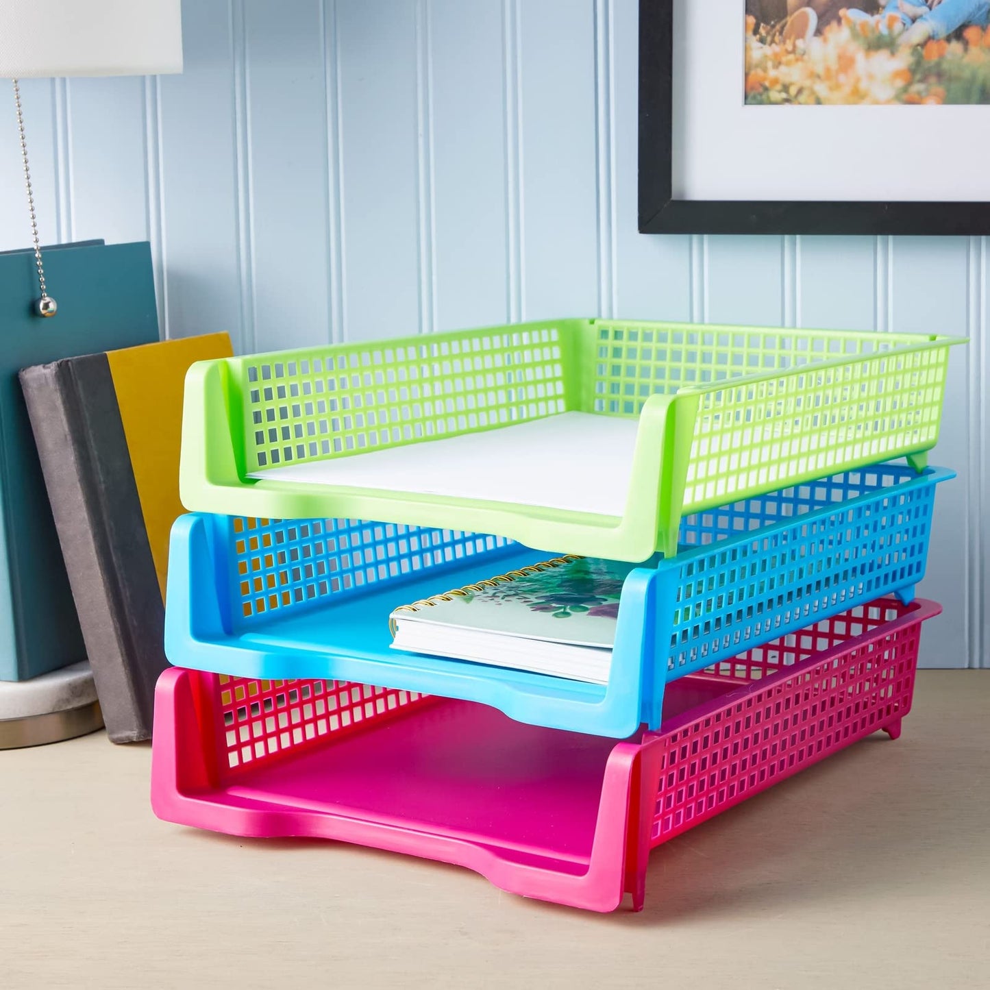 Bright Creations Classroom Turn in Trays - 6-Pack, Letter Size, 12.75 x 9.75 x 2.75 in, Rainbow