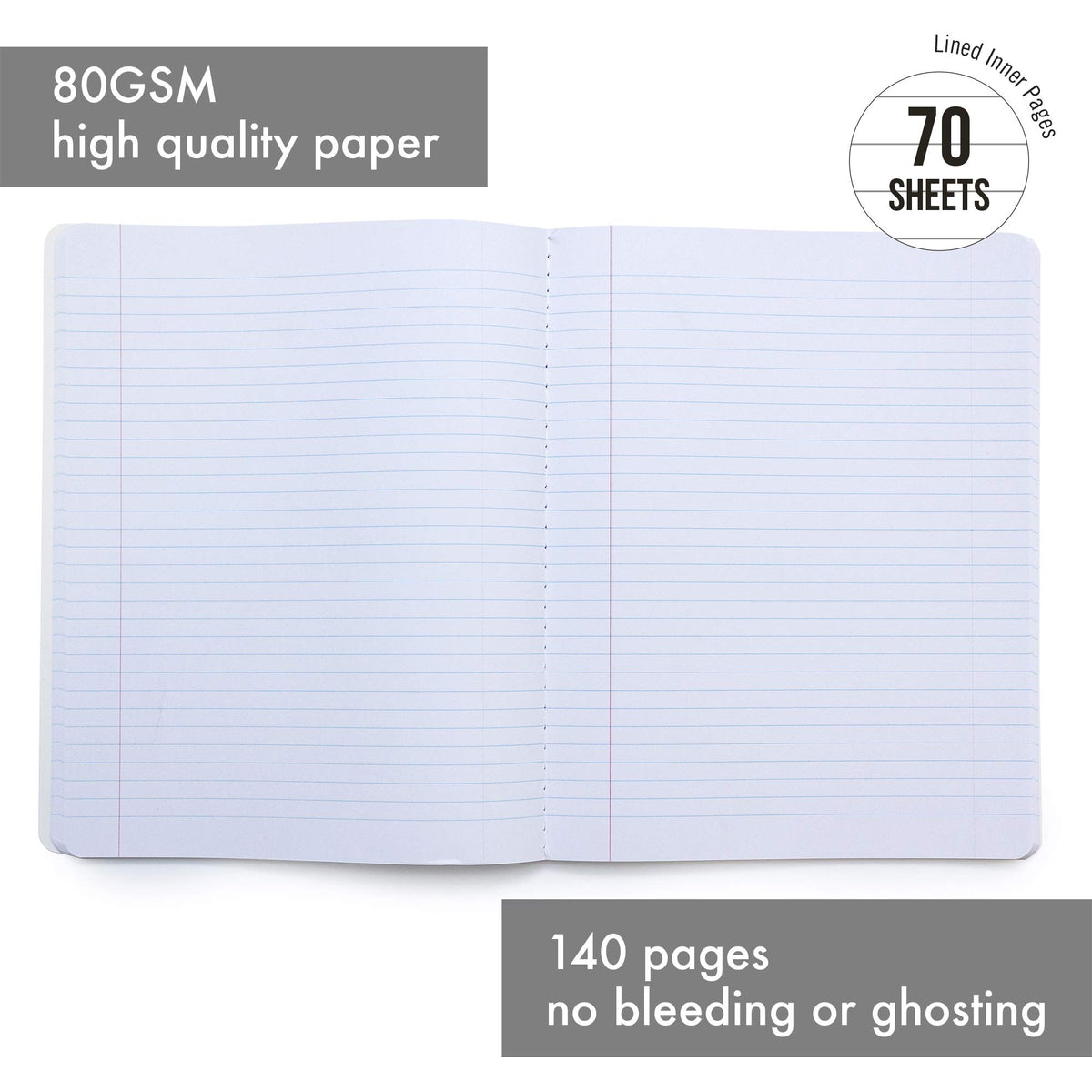 Pukka Pad, Composition Notebooks - 3 Pack of Journals Featuring 140 Pages of College Ruled 80GSM