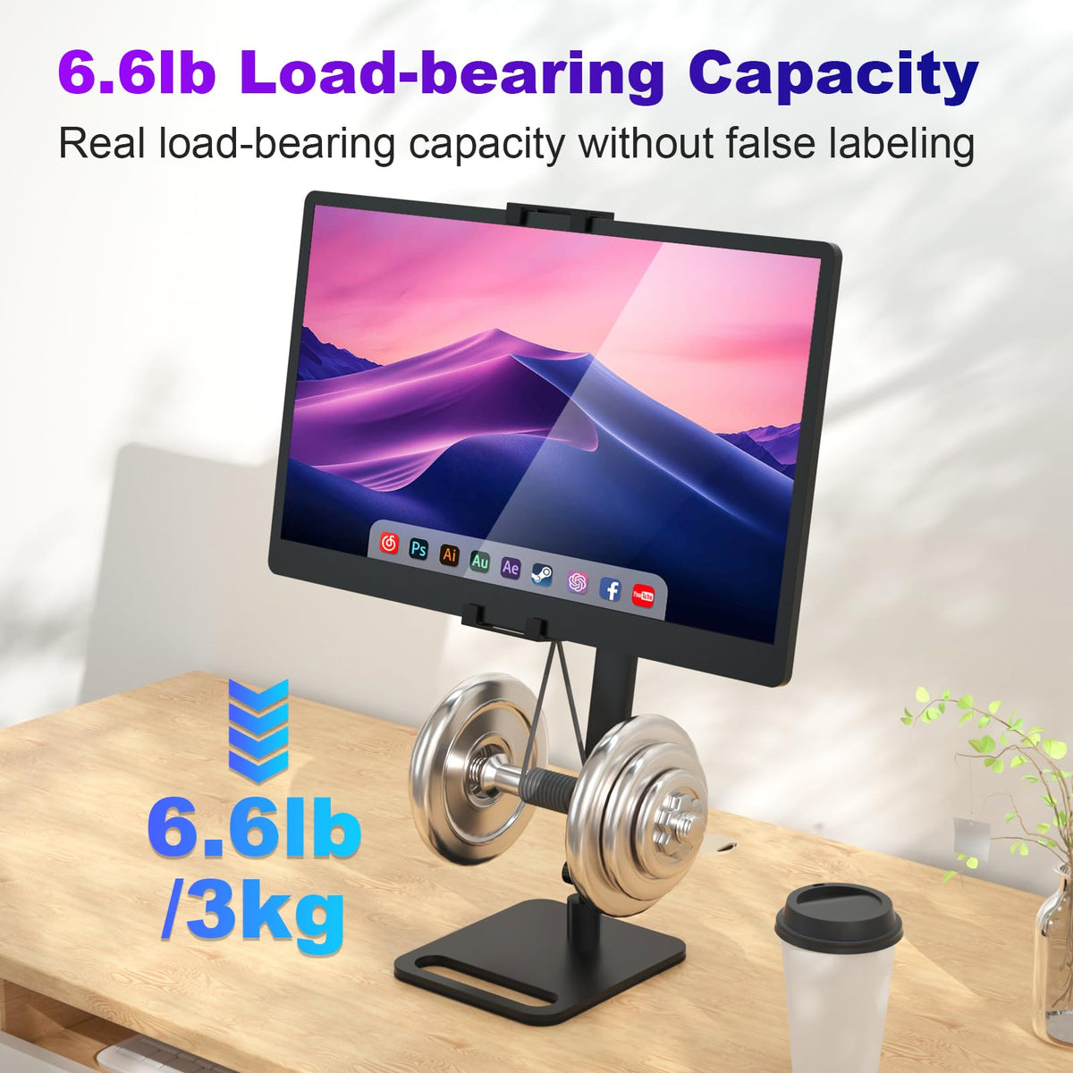 Hnfrwd Portable Monitor Stand for Desk 15.6"17.3"18.5",Tablet / iPad Stand