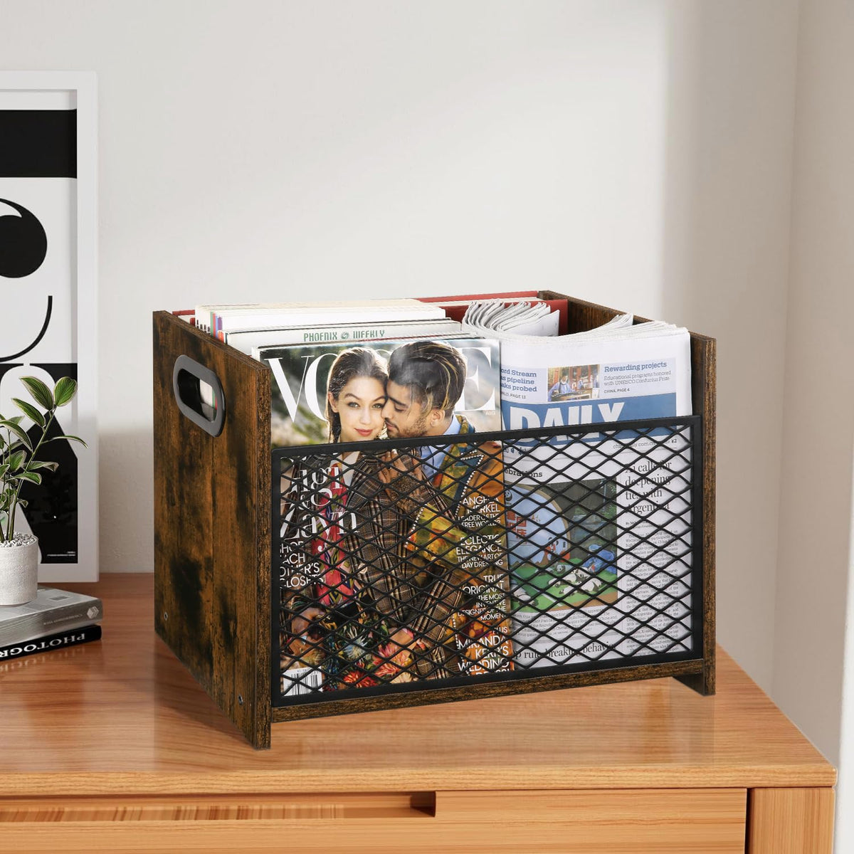 YINMIT Magazine Holder, Large Magazine Rack Floor, Book Storage Basket