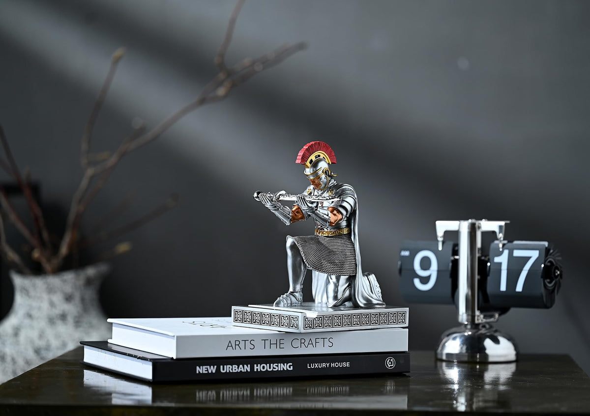 Roman Praetorian Prefect Warrior Knight Pen Holder Desk Ornament Silver