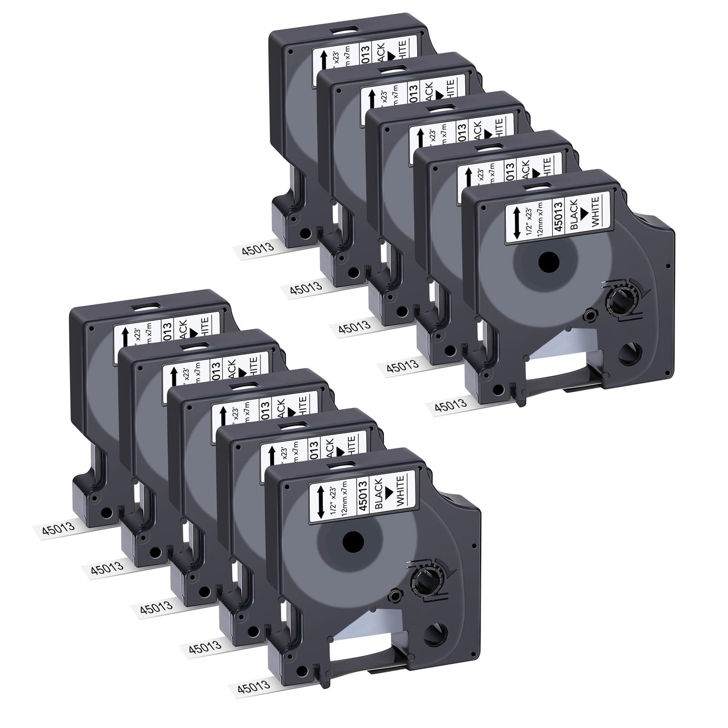 10-Pack Label Maker Tape Compatible with DYMO D1 Label Tape 45013 S0720530 Black on White 1/2 Inch