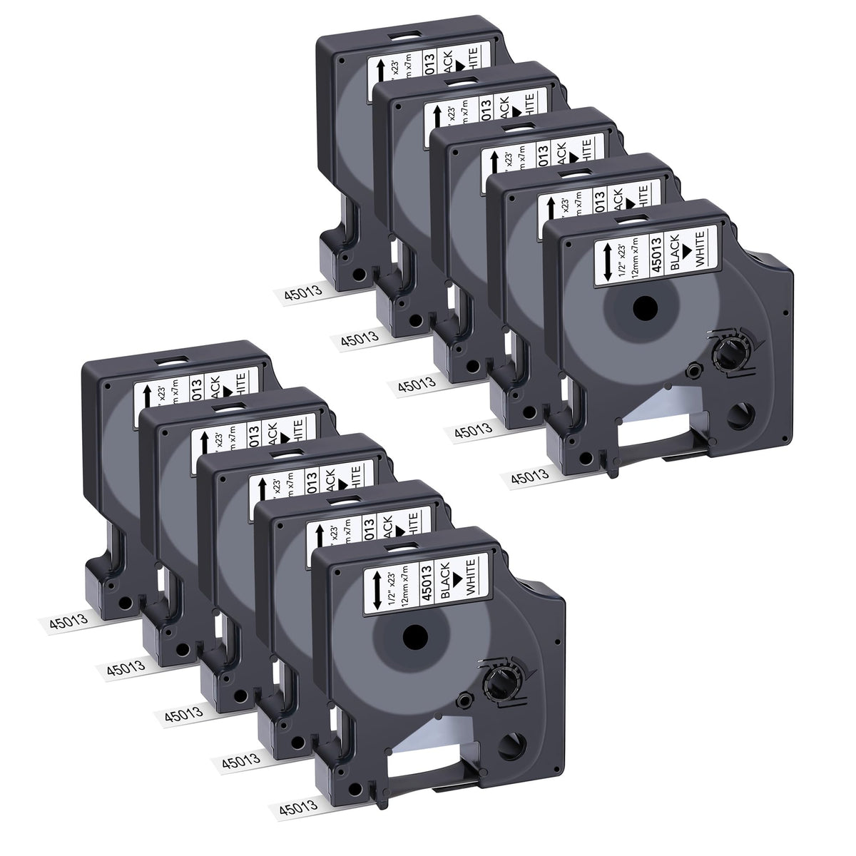 10-Pack Label Maker Tape Compatible with DYMO D1 Label Tape 45013 S0720530 Black on White 1/2 Inch