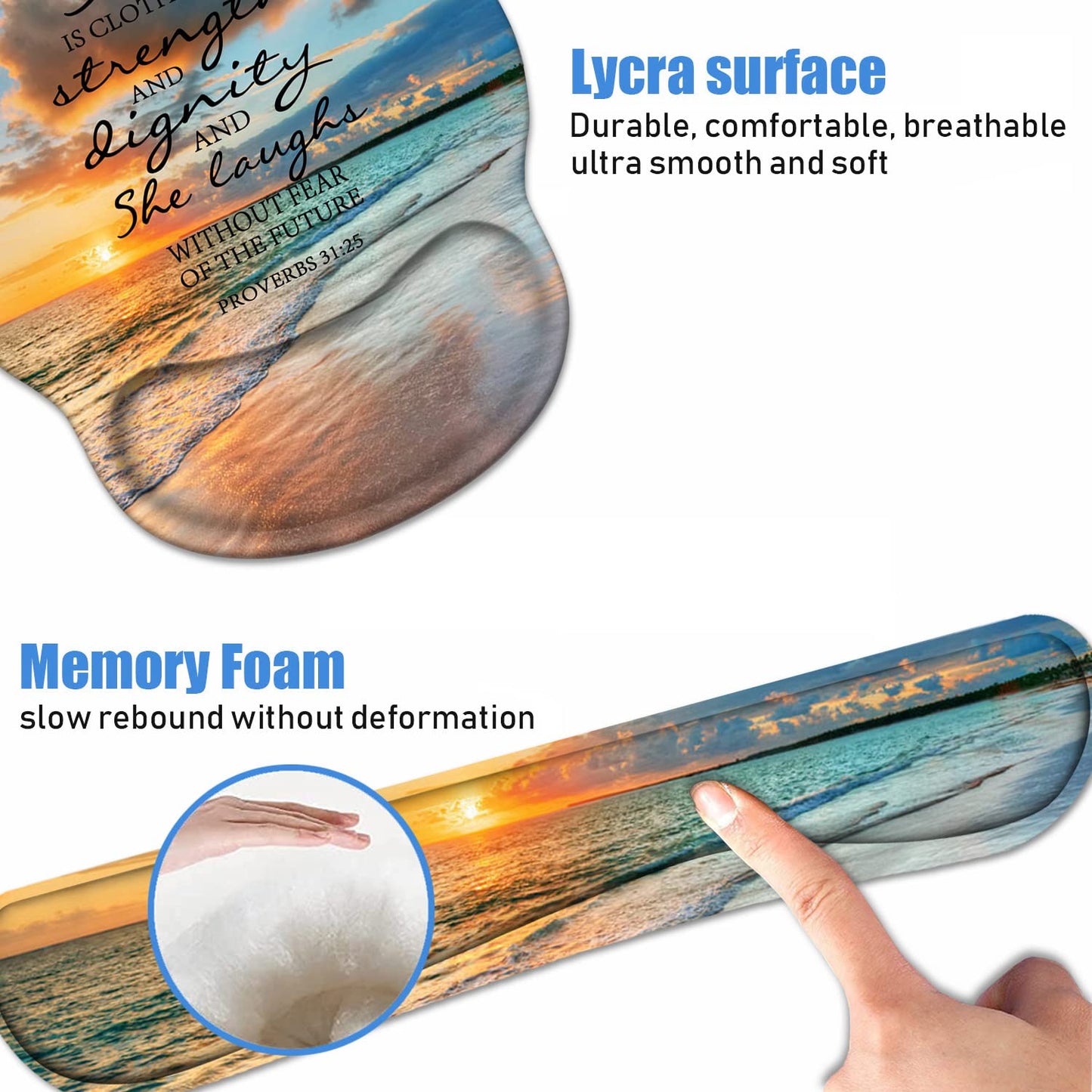 Keyboard Wrist Rest + Mouse Pad Wrist Support Set with Coasters, Non-Slip PU Base Ergonomic