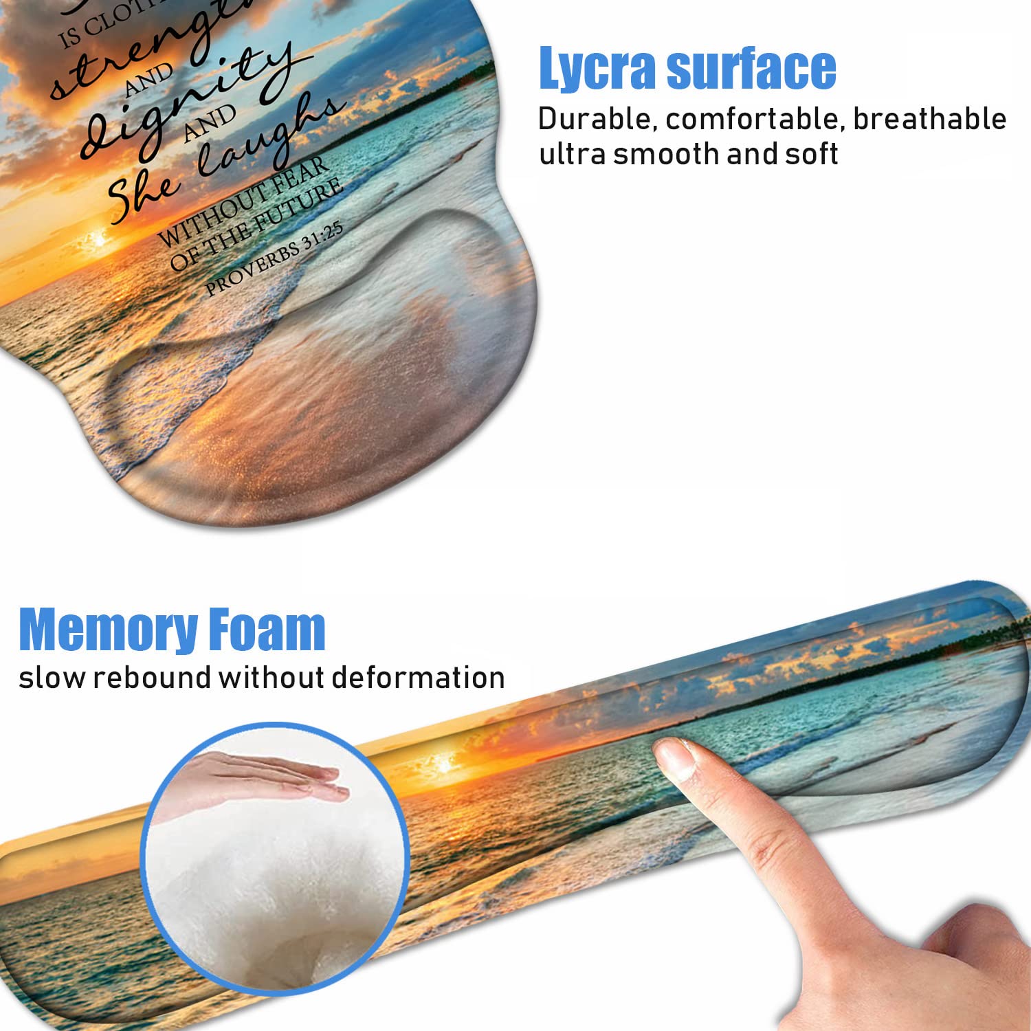Keyboard Wrist Rest + Mouse Pad Wrist Support Set with Coasters, Non-Slip PU Base Ergonomic