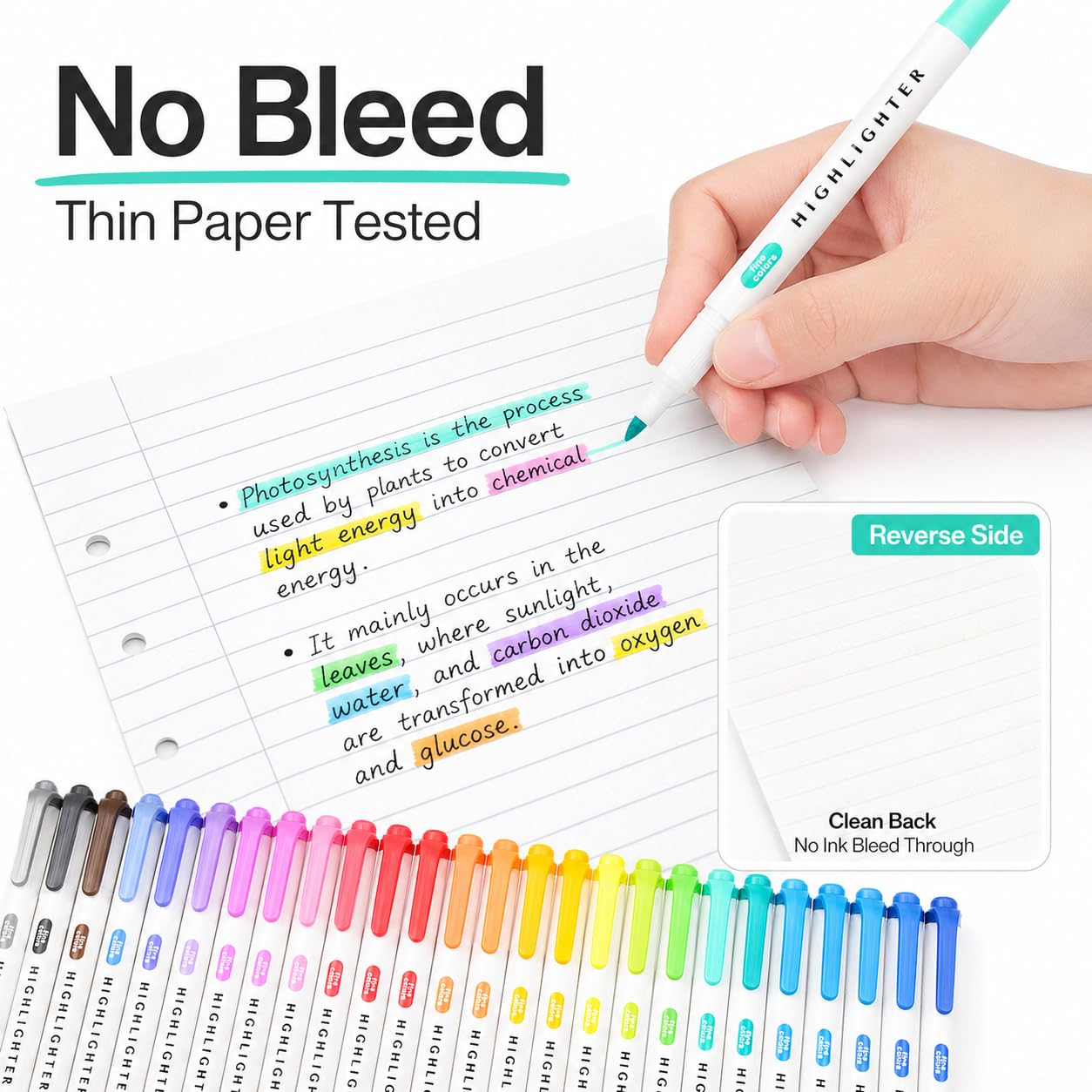 YOOUSOO 25 Pack Pastel Highlighters Assorted Colors No Bleed