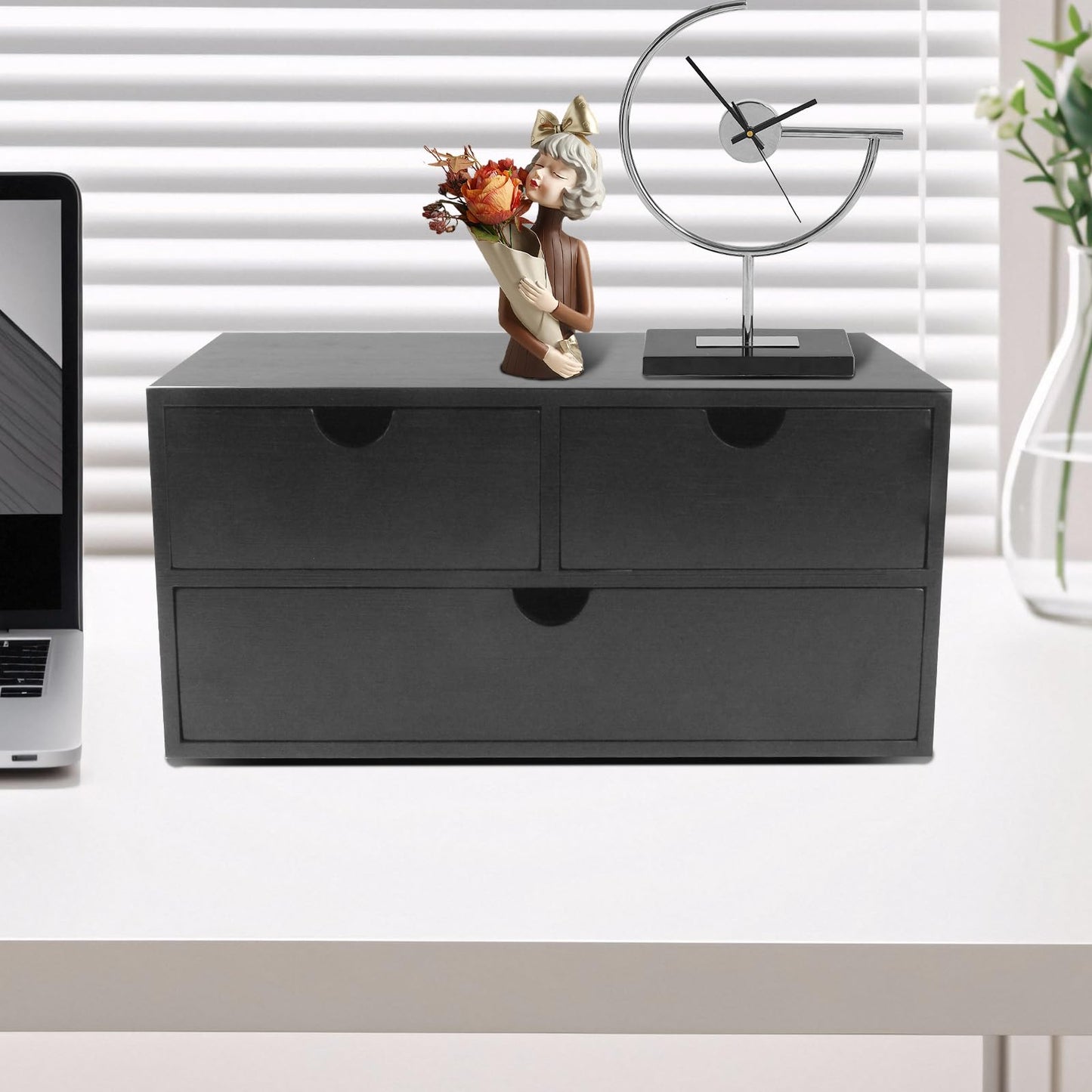 Charmewooden Bamboo Desk Organizer With Drawers Countertop Drawers Counter Storage Box Corner Desk
