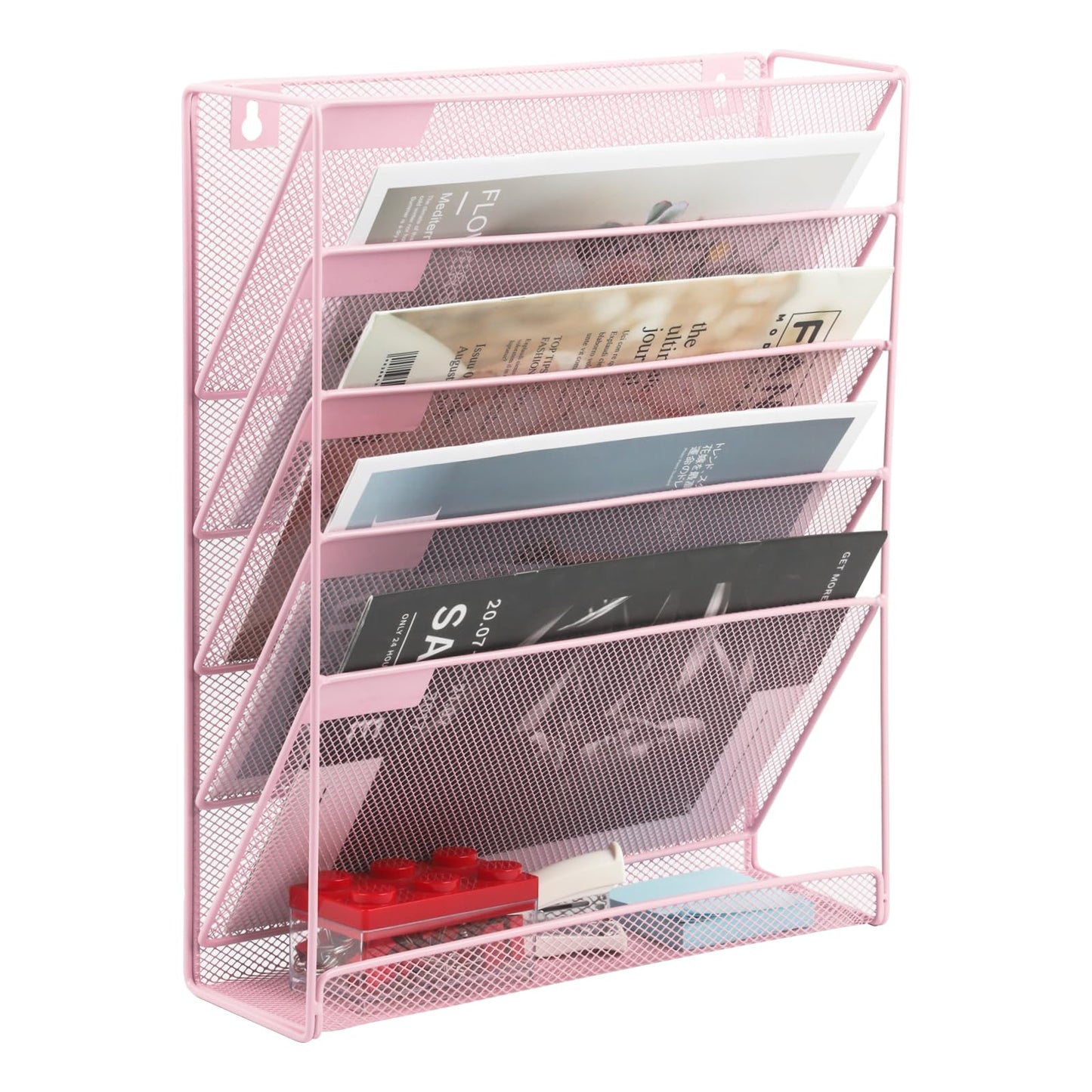 EASEPRES Desk File Organizer Mesh 6-Tier, Hanging Wall Mount Document Organization Stand, Desktop