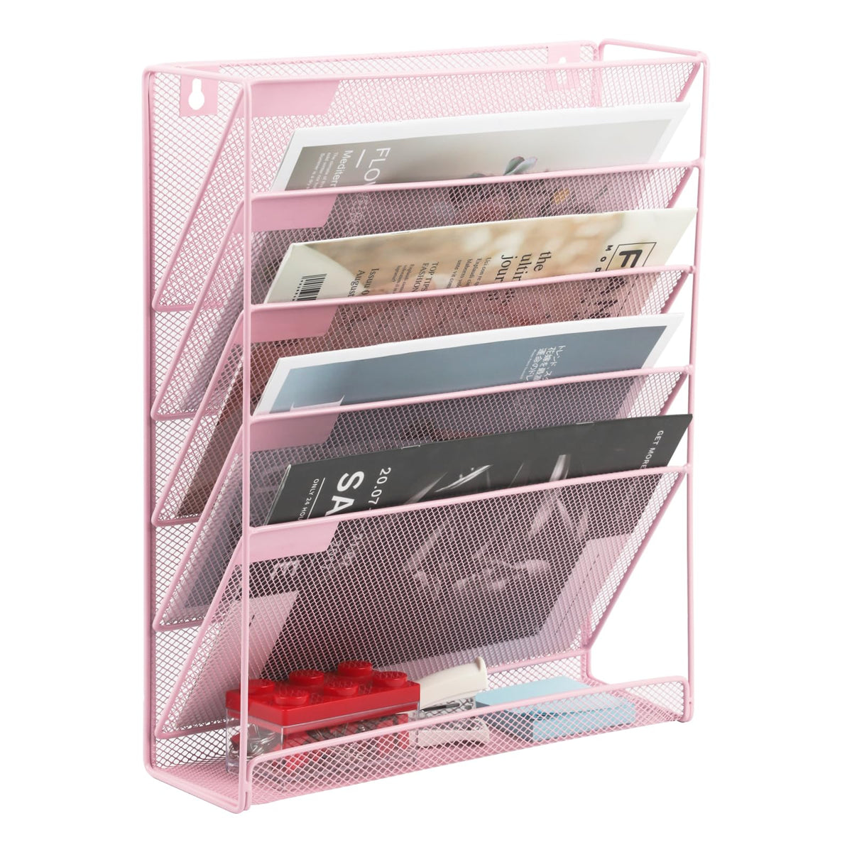 EASEPRES Desk File Organizer Mesh 6-Tier, Hanging Wall Mount Document Organization Stand, Desktop