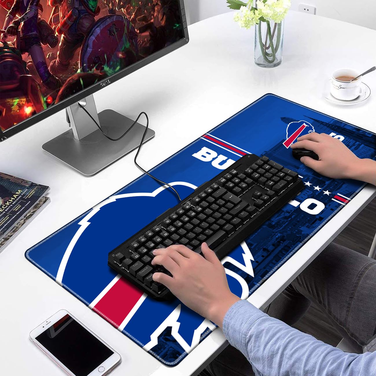Large Stitched Edges Gaming Mouse Pad,31.5 X 13.8 Inch Mousepad for Laptop Computer Desktop
