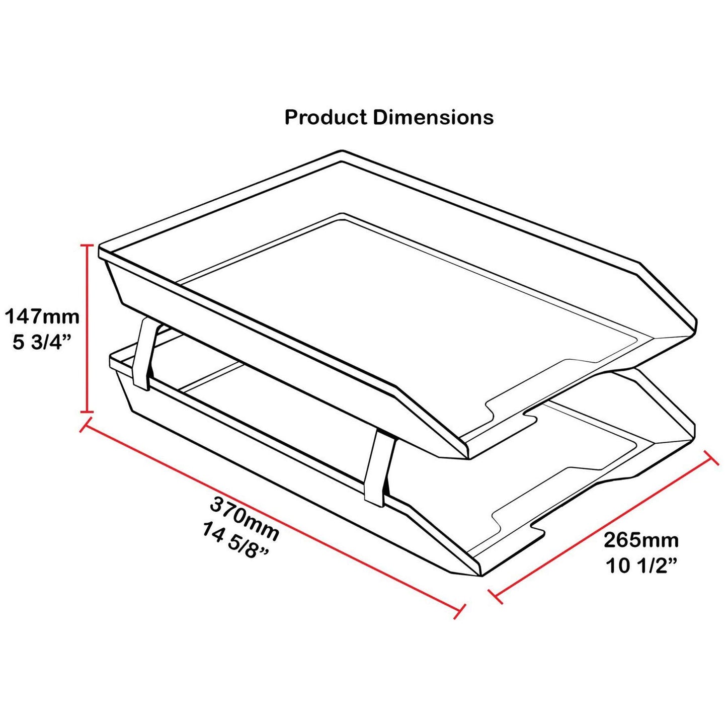 Acrimet Facility 2 Tier Letter Tray, Front Load, Letter Size/A4, Desktop File Organizer, Plastic