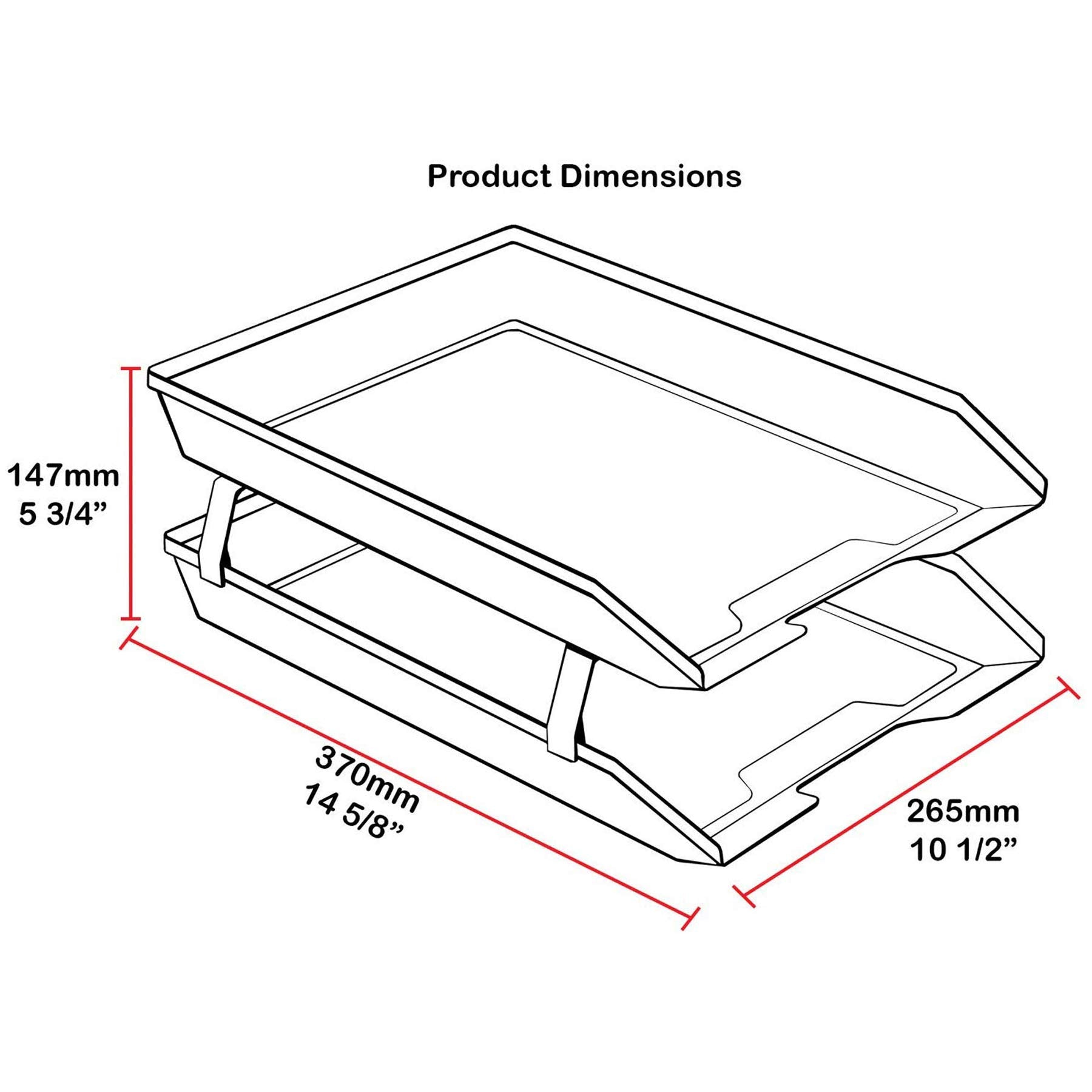 Acrimet Facility 2 Tier Letter Tray, Front Load, Letter Size/A4, Desktop File Organizer, Plastic