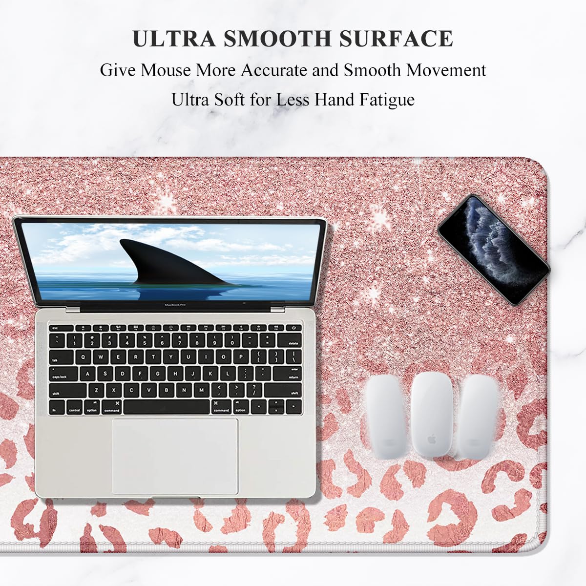 Auhoahsil Large Mouse Pad, XXL Desk Pad, Extened 35" x 15", Non-Slip Rubber Base, Stitched Edges