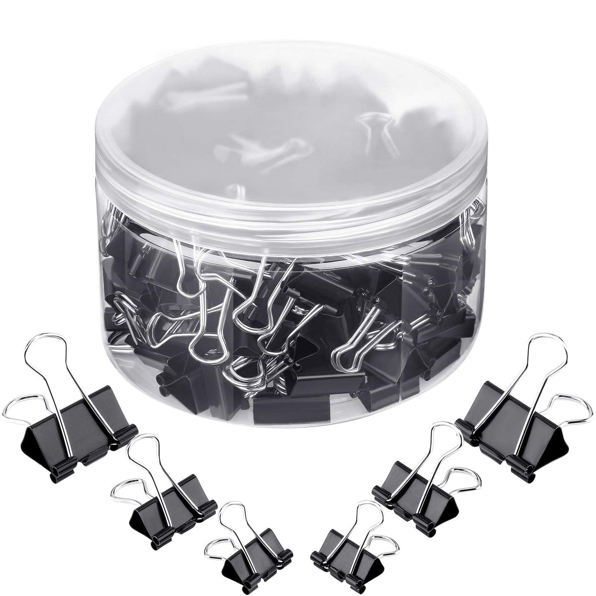 TecUnite 150 Pcs Black Binder Clips Assorted Sizes