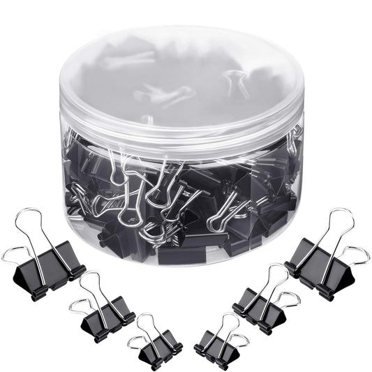 TecUnite 150 Pcs Black Binder Clips Assorted Sizes