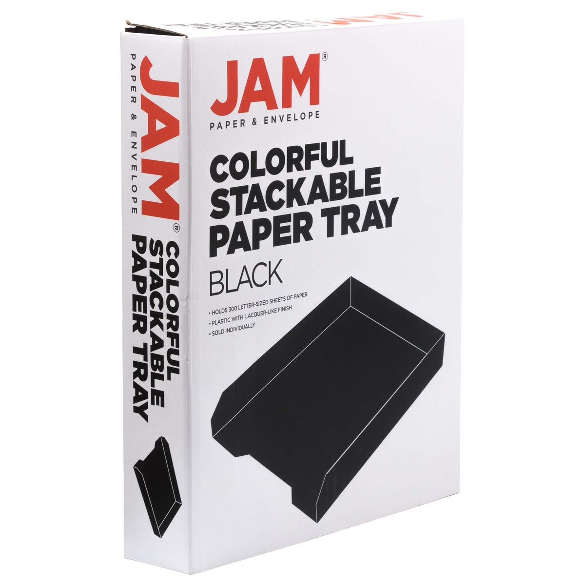 JAM PAPER Stackable Paper Trays - Black - Desktop Document, Letter, & File Organizer Tray - Sold