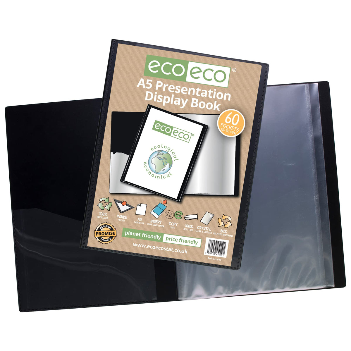 eco-eco A5 50% Recycled 60 Pocket Presentation Display Book