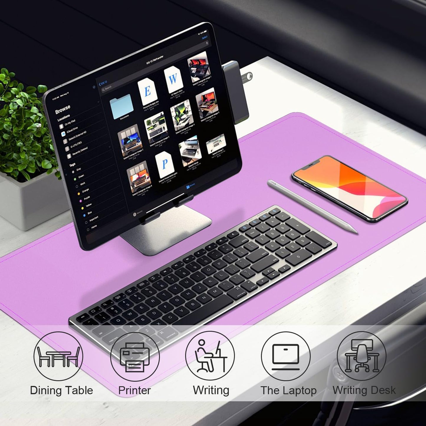 Leather Desk Pad Protector, 39.4'' X 17'' Large Mouse Pad, Office Desk Mat, Non-Slip PU Leather &