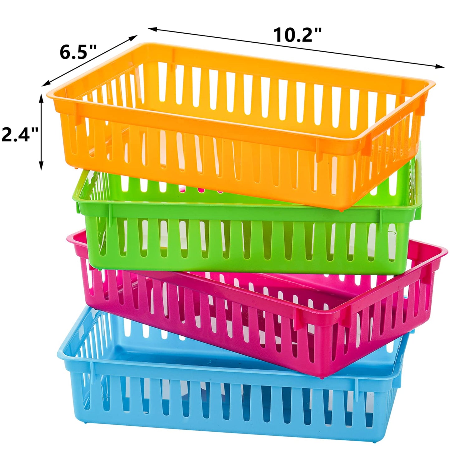DEAYOU 16 Pack Classroom Storage Baskets Bins, Small Plastic Organizer Basket, Colorful Storage