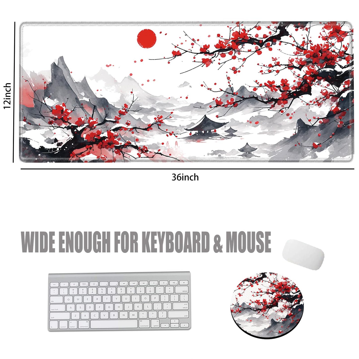 Cherry Blossom Mouse Pad Sakura 36x12 Desk Mat Japanese Desk Pad Gaming Large Mousepad Long Mouse