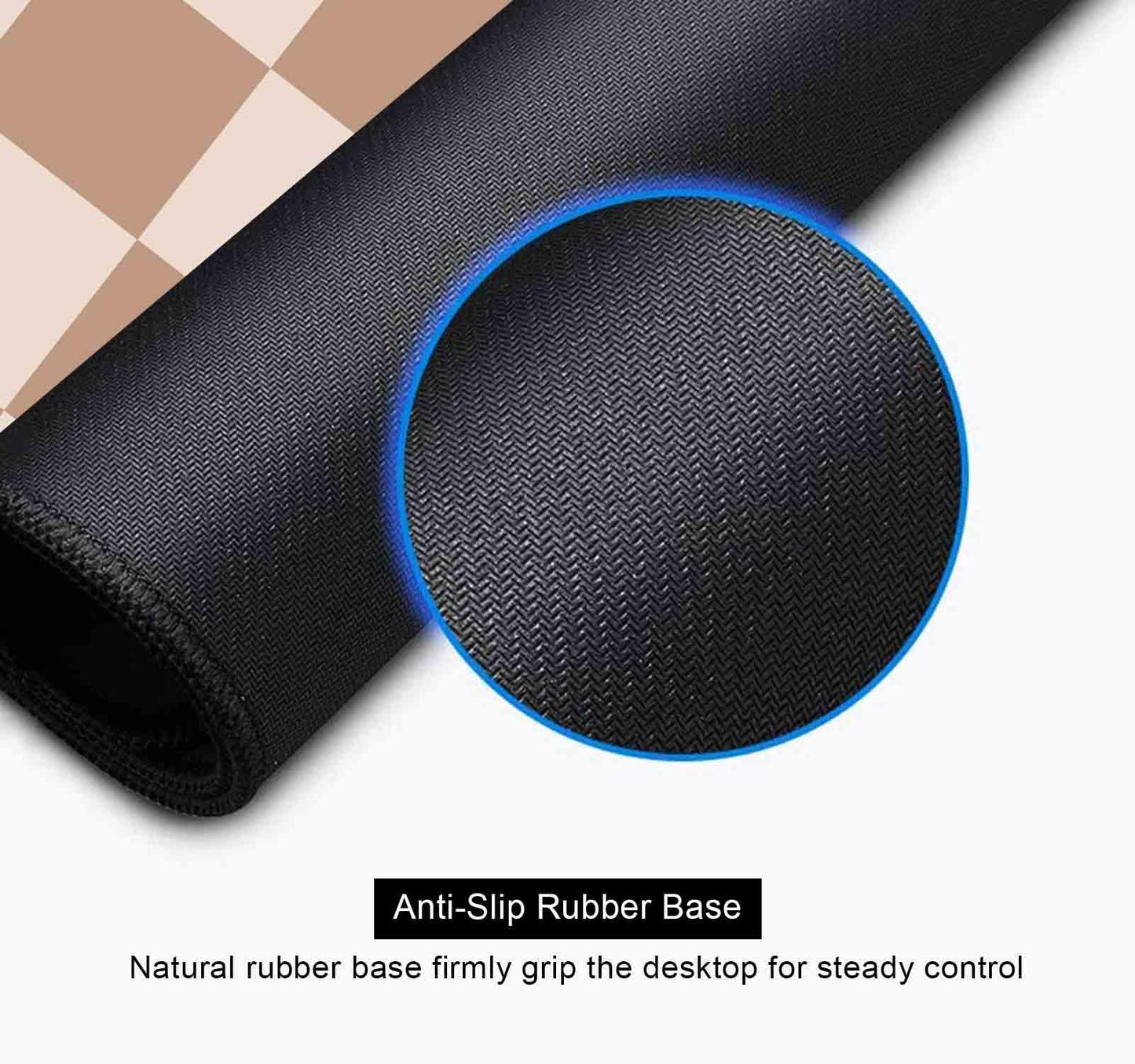 SXCKANG Beige Checkered Large Gaming Mouse Pad, Cute Brown Keyboard Desk Mat, Extended Game