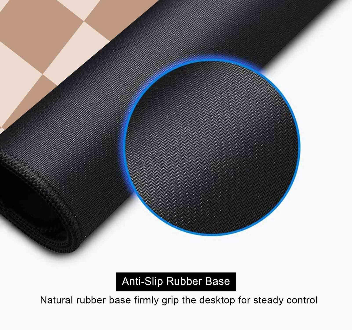 SXCKANG Beige Checkered Large Gaming Mouse Pad, Cute Brown Keyboard Desk Mat, Extended Game