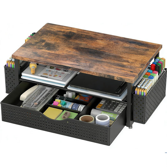Spacrea Desk Organizers and Accessories, Printer Stand with Storage, Wood