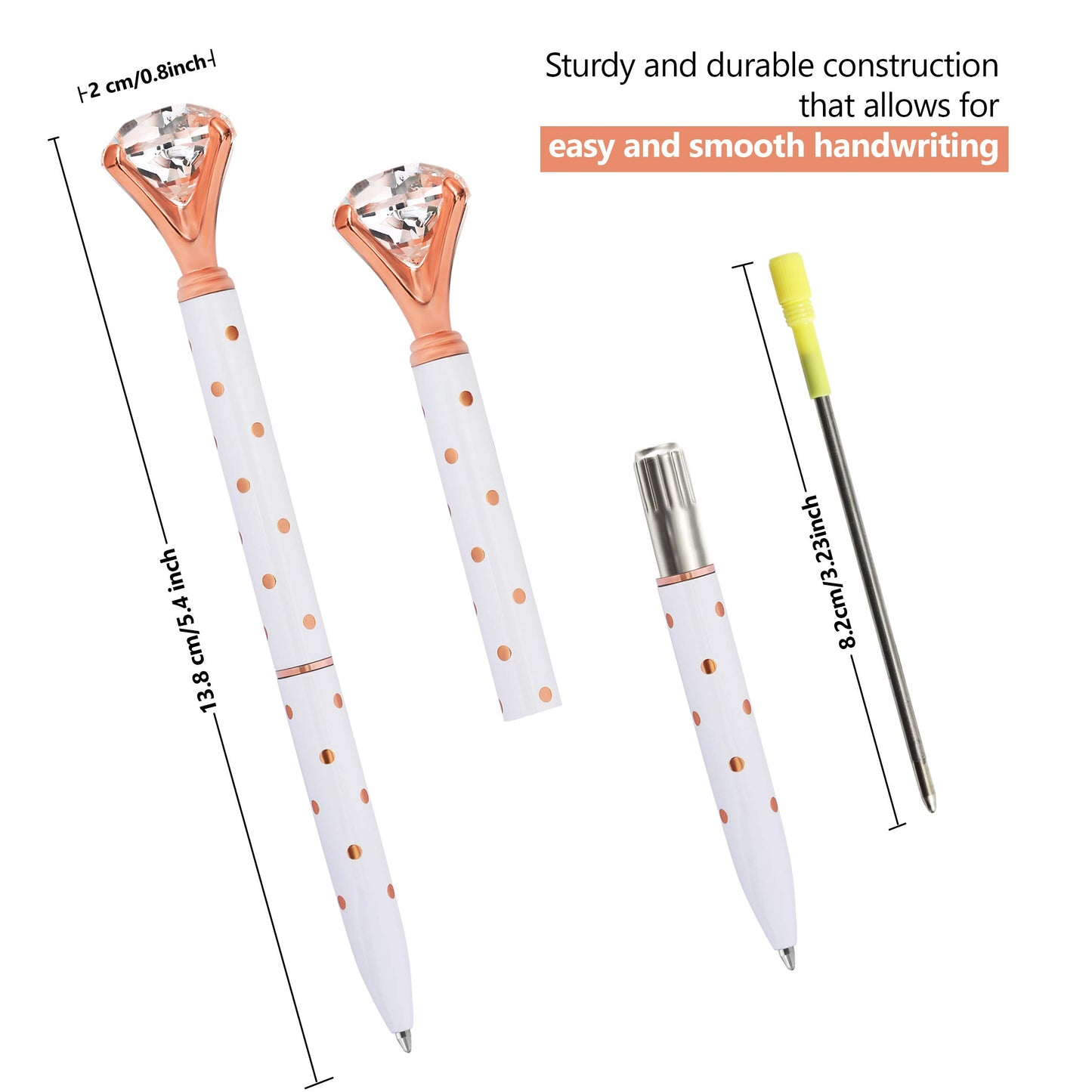 ETCBUYS Diamond Gold Metal Pens - Ballpoint Pens for Bridesmaids Gifts, Gold Fancy Pens, Office