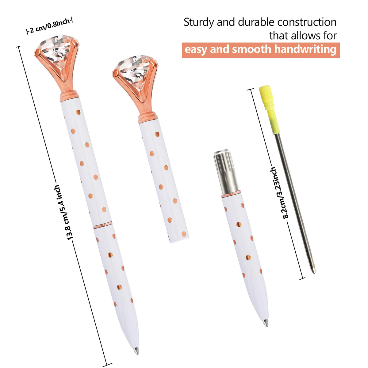 ETCBUYS Diamond Gold Metal Pens - Ballpoint Pens for Bridesmaids Gifts, Gold Fancy Pens, Office
