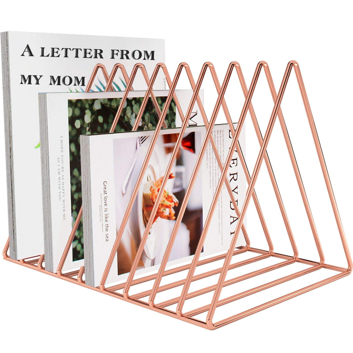 Files Folder Stand Desktop File Organizer, Triangle Wire Magazine Holder Book Shelf, 9 Slot File