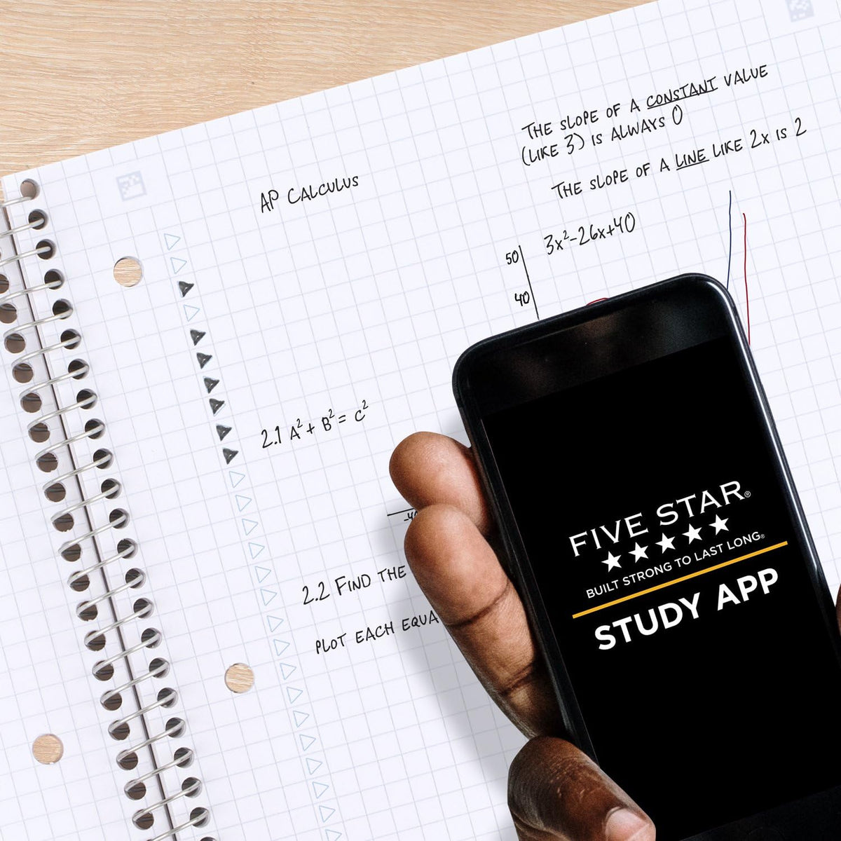 Five Star Spiral Notebook + Study App, 2 Pack, 1 Subject, College Ruled Paper, 100 Sheets, 8-1/2" x