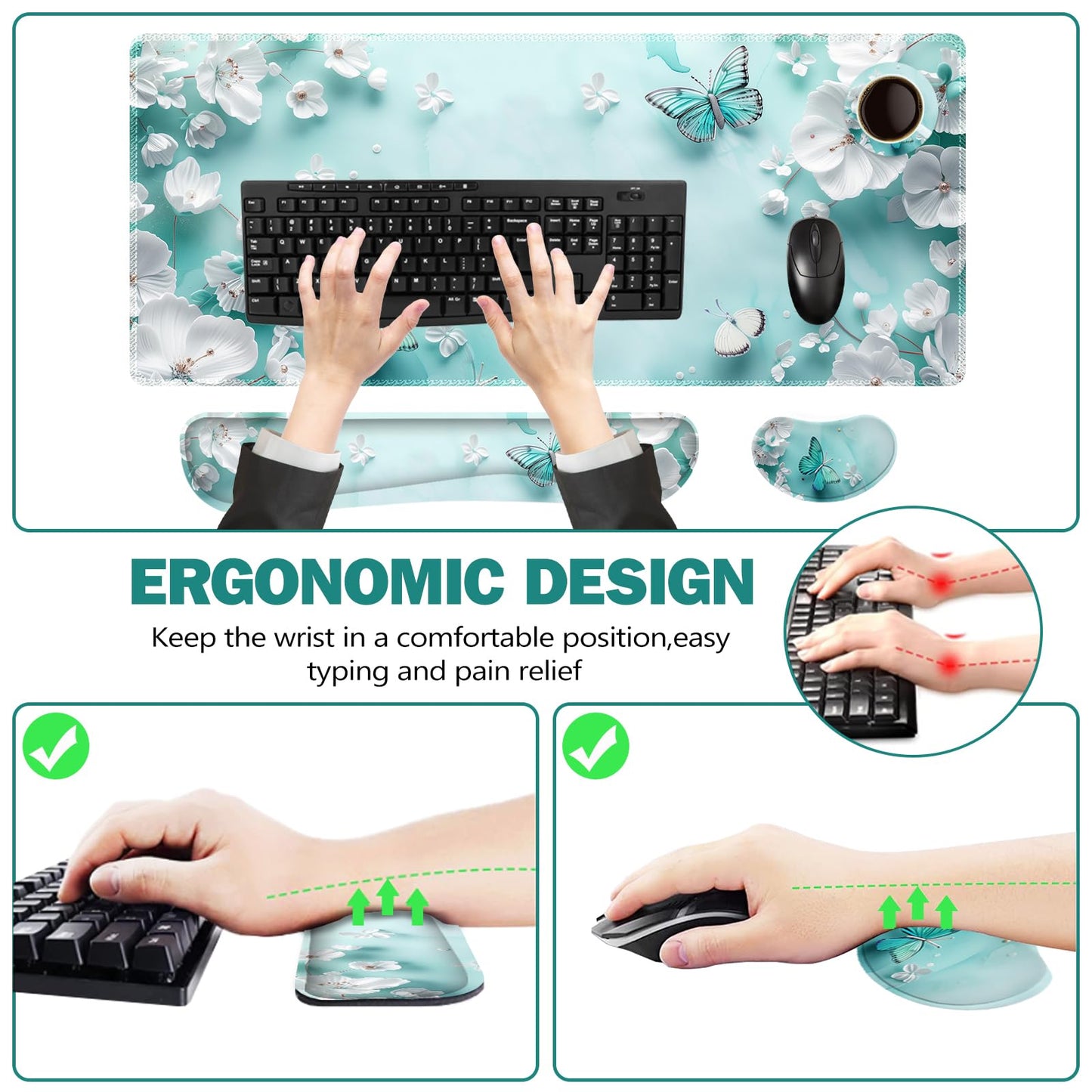 ToLuLu Large Mouse Pad Desk Pad, Wrist Rest Desk Mat for Keyboard and Mouse