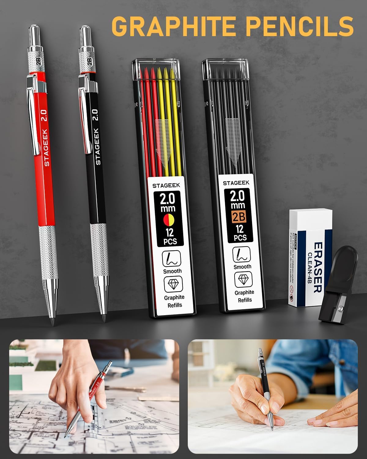 STAGEEK 17 Pack Carpenter Pencil Set with Sharpener