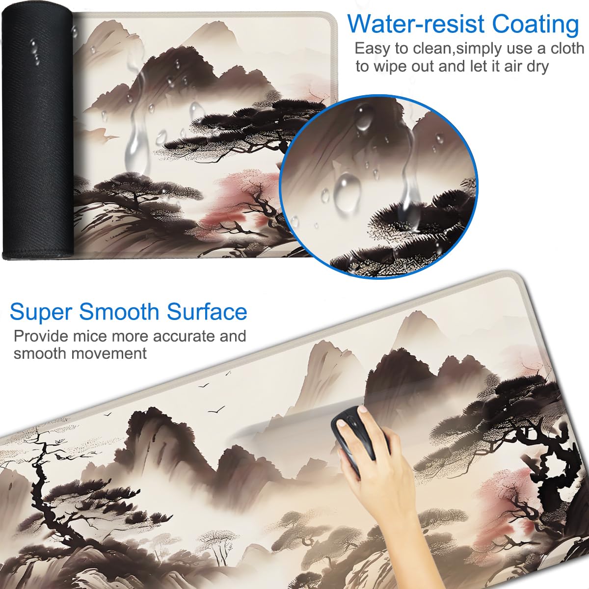 Mousepad, 31.5x15.7 inch Large Extended Gaming Computer Keyboard Mouse Mat, Water Resist Non-Slip
