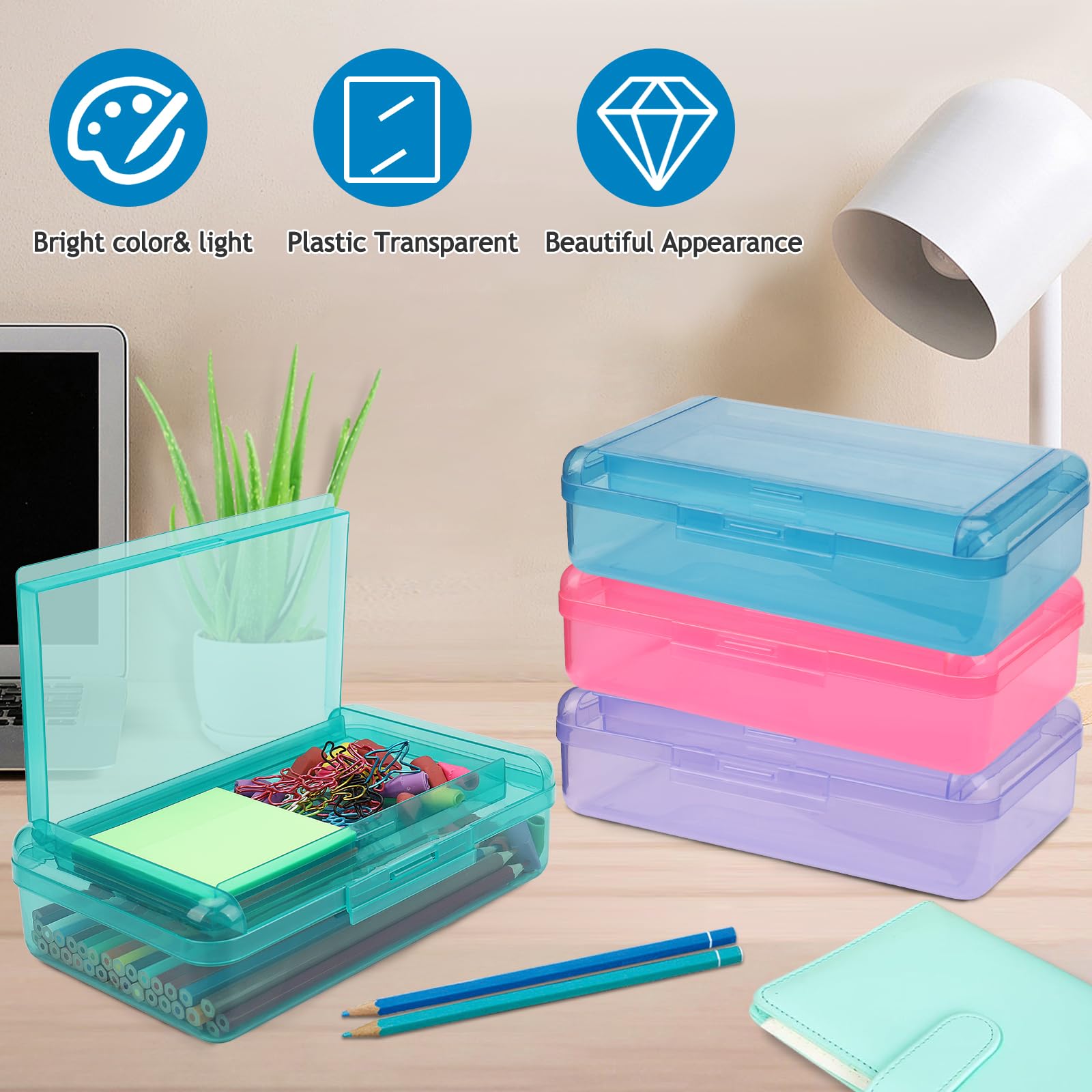 SFLHHDM Large Pencil Box, Double Layer Capacity Pencil Holders, Hard Pen Case with Snap-tight Lid