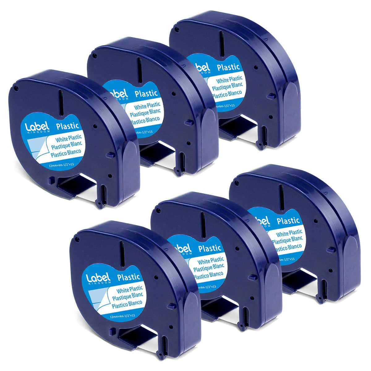 6 Pack 91331 Plastic White Label Tape Compatible with Dymo Letratag Refills