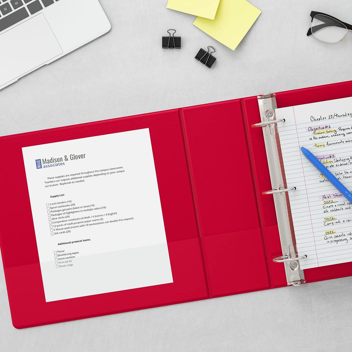 Staples Standard 1.5-Inch Round Ring View Binder, Red, 300 Sheets