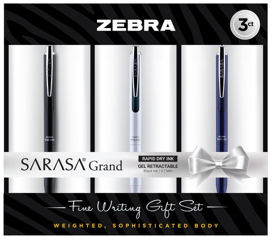 Zebra Pen SARASA Grand Retractable Gel Pen Git Set, Black Ink, 0.7mm, 3-Pk