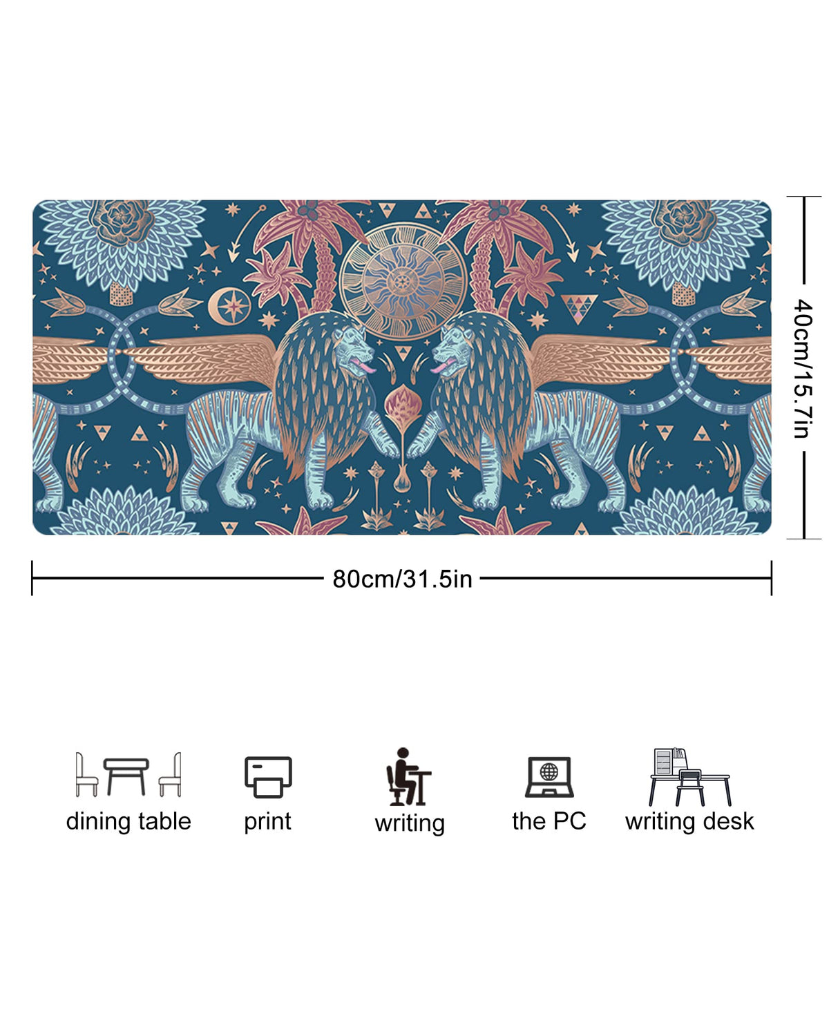 Loveon Large Gaming Mouse Pad,Cool Gaming Extended Desk Pad,Dark Mythic,PU Leather Waterproof