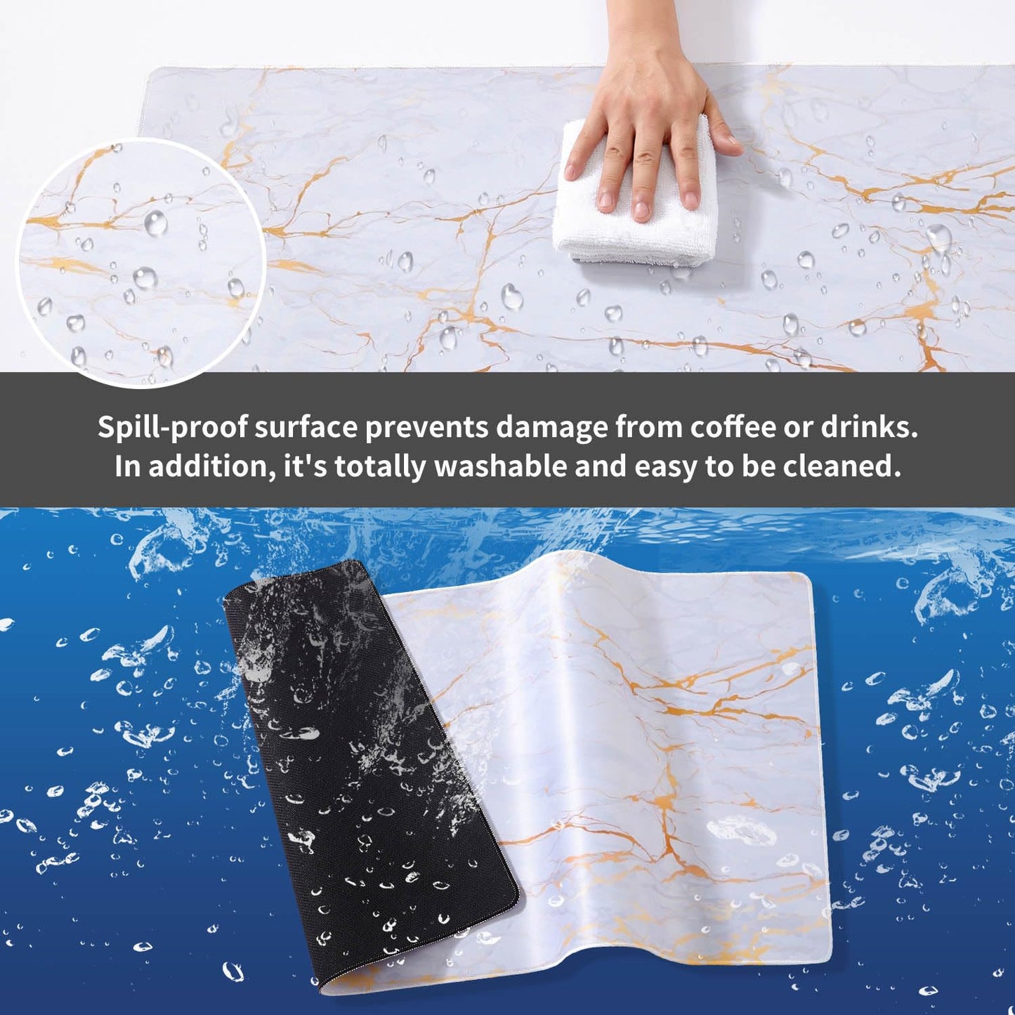 DOBAOJIA Marble Mouse Pad, Mouse and Keyboard Combo Pad XXXL 35.4” x 15.8”