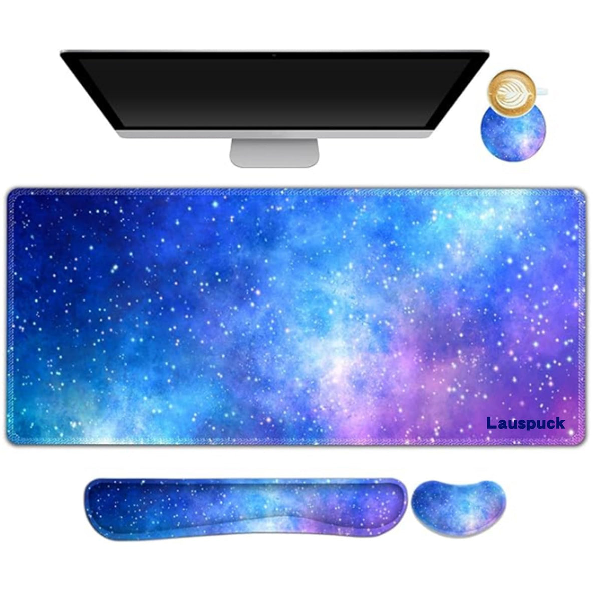 Lauspuck Desk Mat, Gaming Mouse Pad Wrist Rest Support Combo, XXL Large Mousepad + Keyboard Wrist