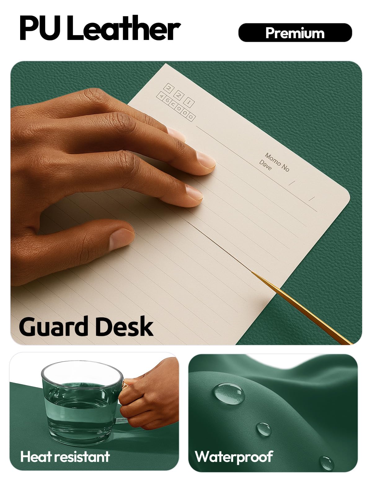 YSAGi Leather Desk Pad Protector, Office Desk Mat, Large Mouse Pad, Non-Slip PU Leather Desk
