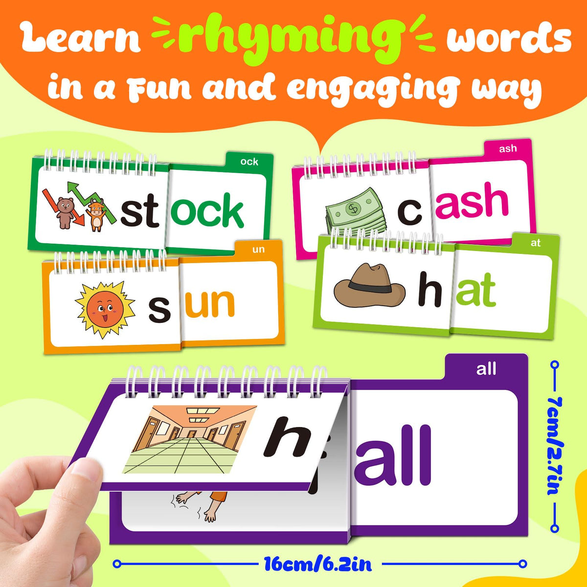 Zazopup 30 Read and Rhyme Flip Books,Word Family Build Book,Learn to Read Phonics Flash Cards,Sight