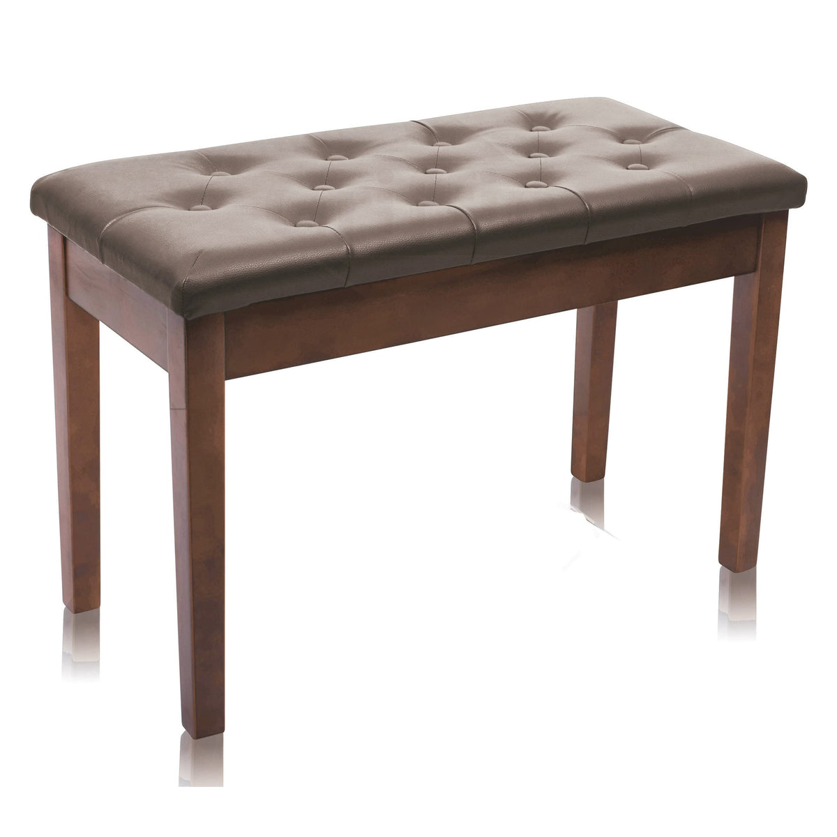 Griffin Brown Wood Piano Bench (ErgonomicPRO-X Series) – PU Leather Duet Seat with Storage, Double