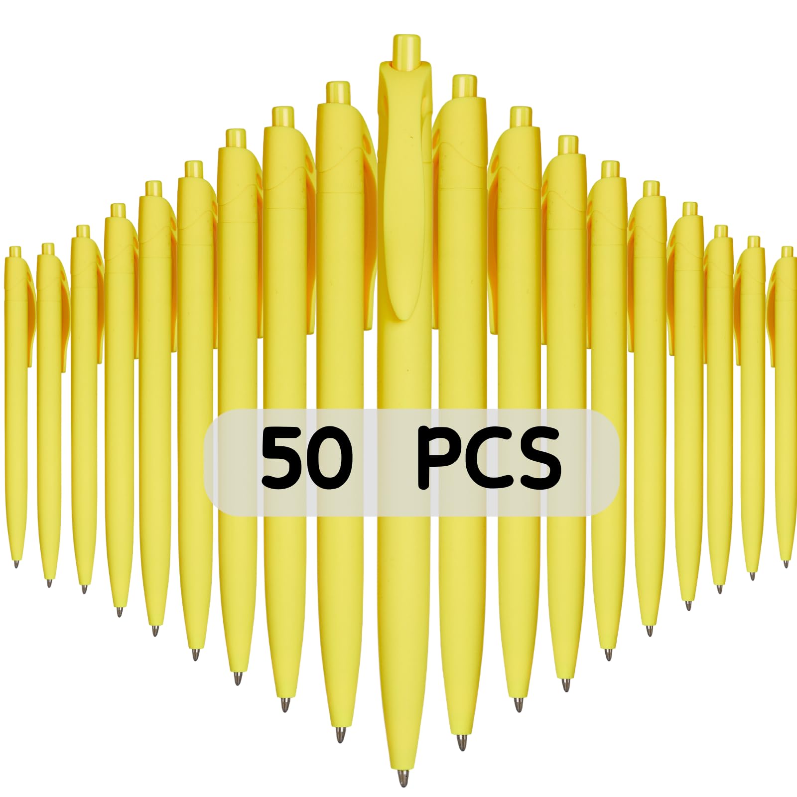 Wiaziert BallPoint Pens, 50 Pack (BLACK Ink),Bulk Pens, Yellow Barrel,Click Pens for Office Home