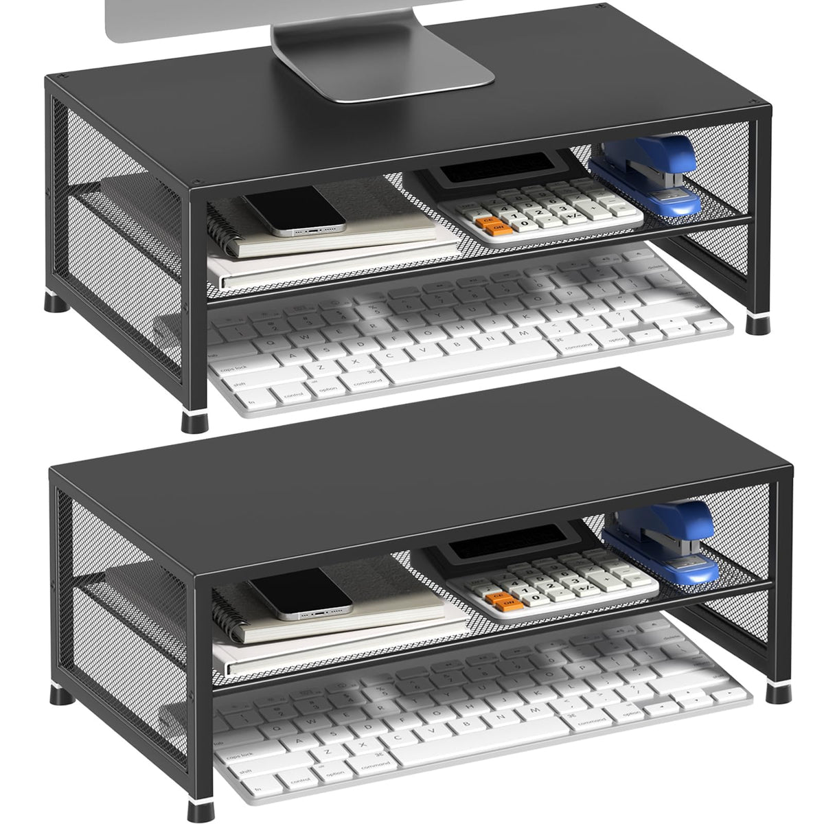 ECOLOVI 2-Tier Computer Monitor Stand Riser, Printer & Laptop Stand, Office Desk Accessories