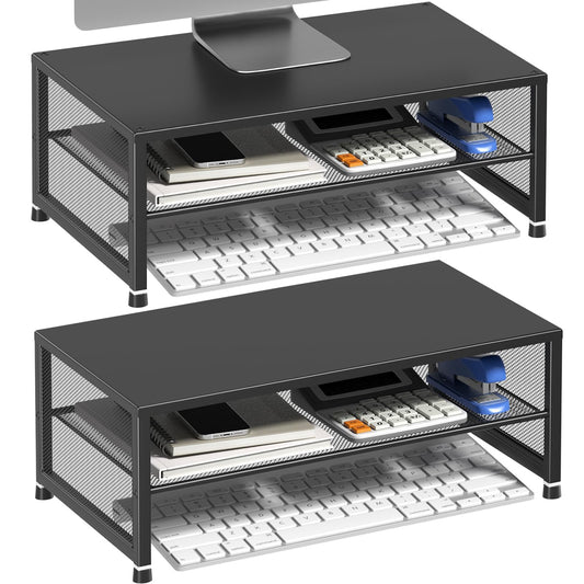 ECOLOVI 2-Tier Computer Monitor Stand Riser, Printer & Laptop Stand, Office Desk Accessories