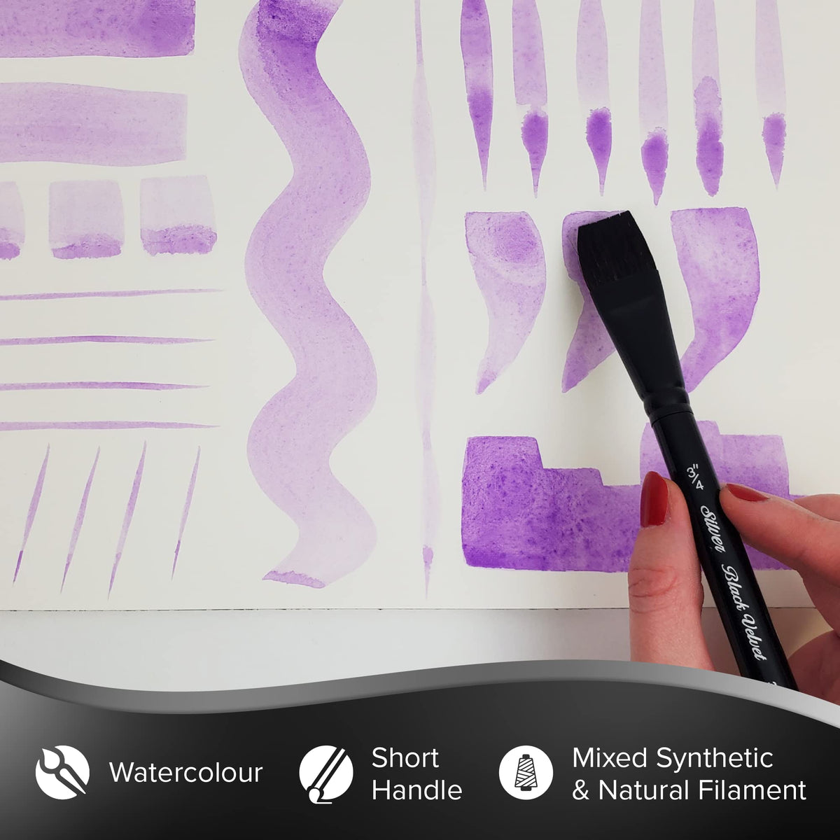 Silver Brush Limited Black Velvet Square Wash Brush, Size 3/4 in